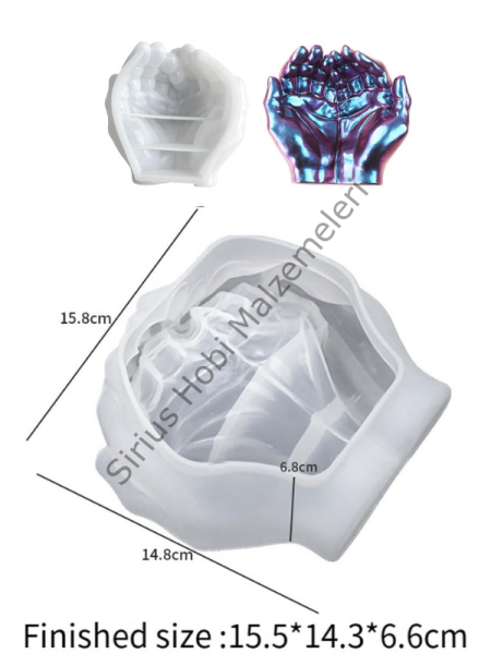 Epoksi Alçı El Tasarım Saksı & Mumluk Silikon Kalıbı – Büyük Boy