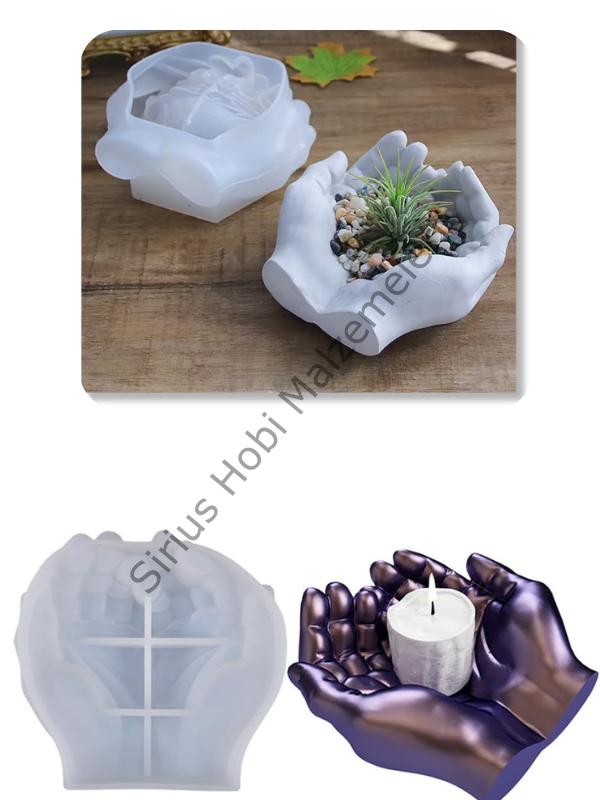 Epoksi Alçı El Tasarım Saksı & Mumluk Silikon Kalıbı – Büyük Boy