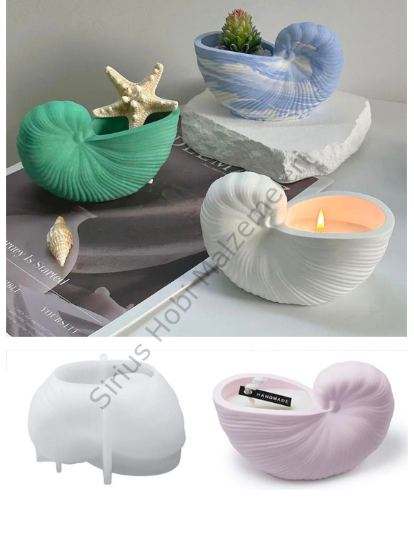 Epoksi Mum Alçı  Deniz Kabuğu Mumluk Kalıbı