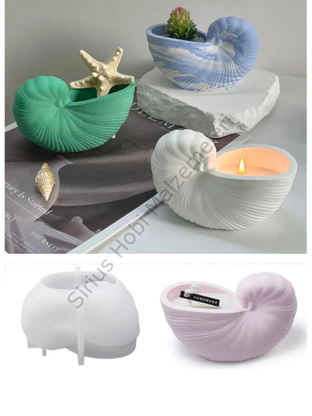 Epoksi Mum Alçı  Deniz Kabuğu Mumluk Kalıbı