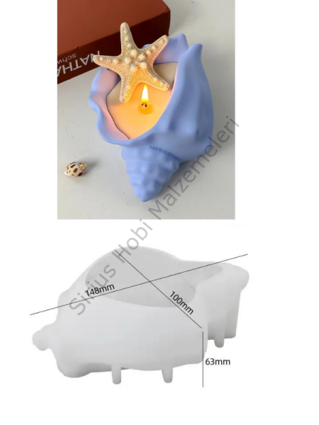 Epoksi Mum Alçı  Deniz Kabuğu Mumluk Kalıbı 4