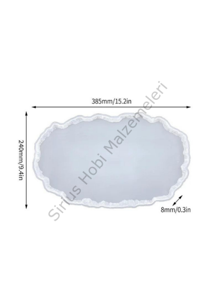 Epoksi Taş Görünümlü  Trend Tepsi Kalıbı 38x24cm Oval