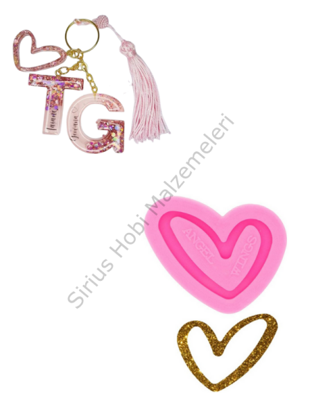 Epoksi Anahtarlık Yamuk Kalp Kalıbı