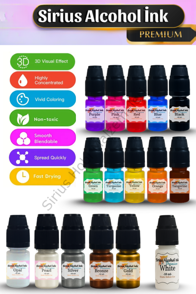 Epoksi Reçine Petri Sirius Alcohol İnk Alkollü Mürekkep Boya 10ml -UV Reçine Uyumludur Green (Yeşil)