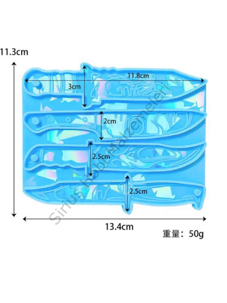 Epoksi Reçine Hologramlı Küçük Bıçak Anahtarlık Kalıbı