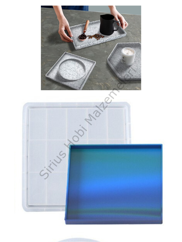 Epoksi Büyük 32 Cm Sunumluk Kare Tepsi Kalıbı