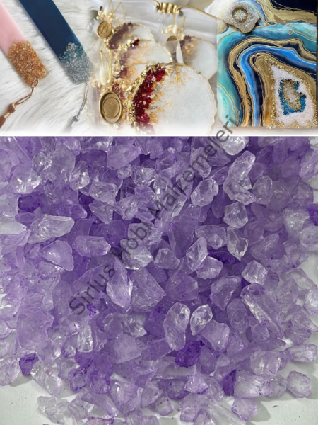 Epoksi Cam Kırıkları Kalın Transparan Frozen Lilac 100 gr