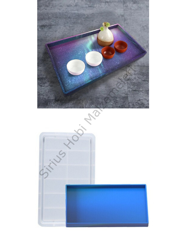 Epoksi Büyük 32x22 Cm Sunumluk Dikdörtgen Tepsi Kalıbı