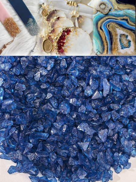 Epoksi Cam Kırıkları İnce Sedefli Imperial Saphirre Quartz 100 gr