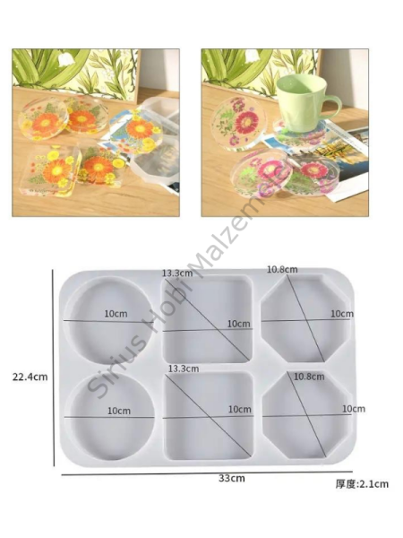 Epoksi Reçine 6'lı Derin Bardak Altlıgı Silikon Kalıbı