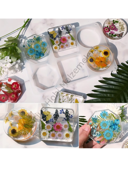 Epoksi Reçine 6'lı Derin Bardak Altlıgı Silikon Kalıbı