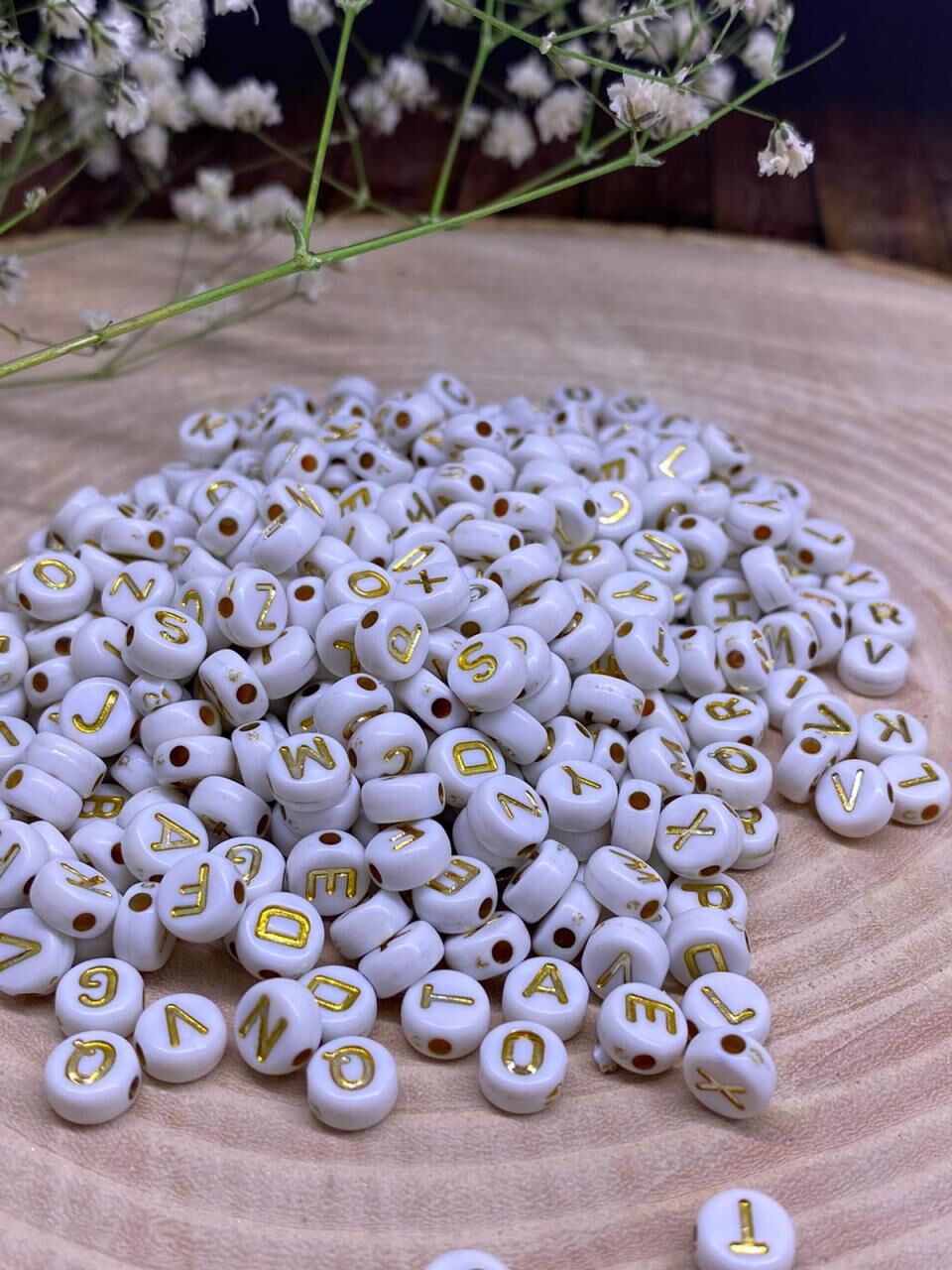 Boncuk Harfler 50 gr 4x7mm Gold