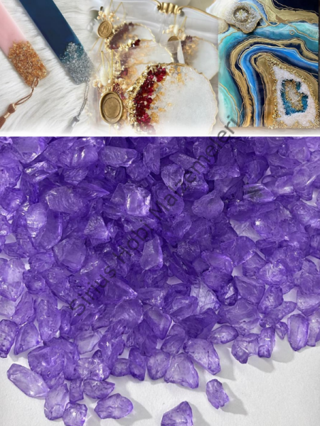 Epoksi Cam Kırıkları Kalın Transparan Purple Quartz 100 gr