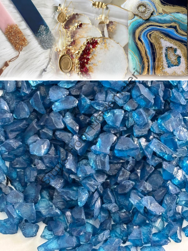 Epoksi Cam Kırıkları Kalın Sedefli Sapphirre Quartz 100 gr