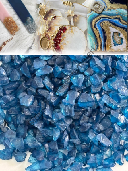 Epoksi Cam Kırıkları Kalın Sedefli Sapphirre Quartz 100 gr