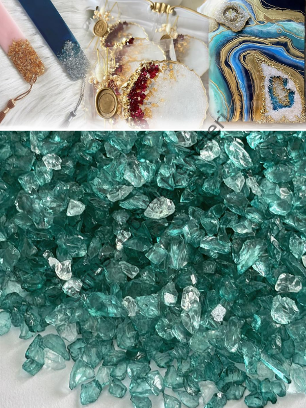 Epoksi Cam Kırıkları İnce Transparan Teal Quartz 100 gr