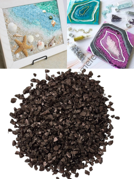 Epoksi Cam Kırıkları Kalın Sedefli Brown Quartz 100 gr