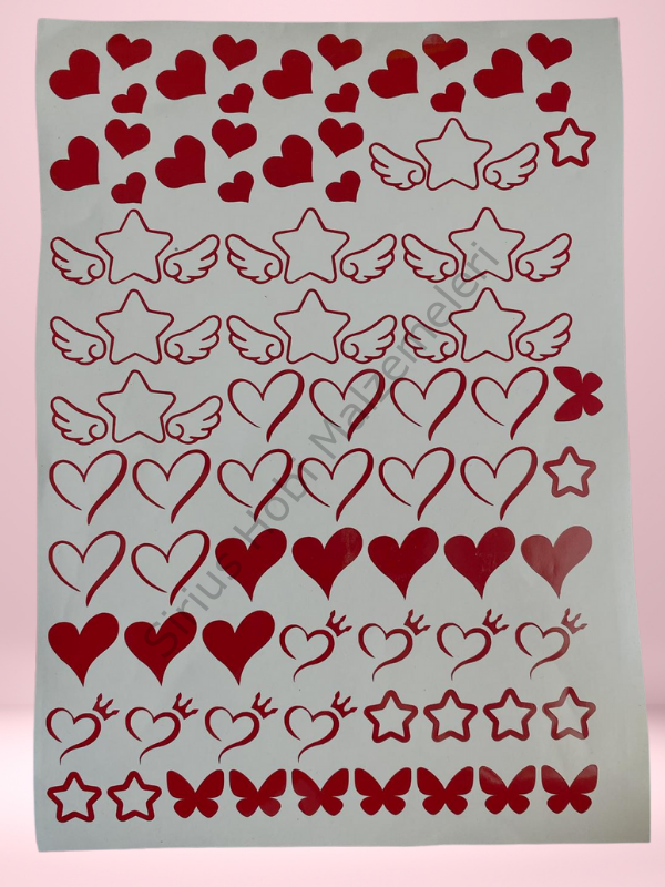 Epoksi Tasarım Magnet Sevgililer Günü Sticker Folyo A4 boyutundadır