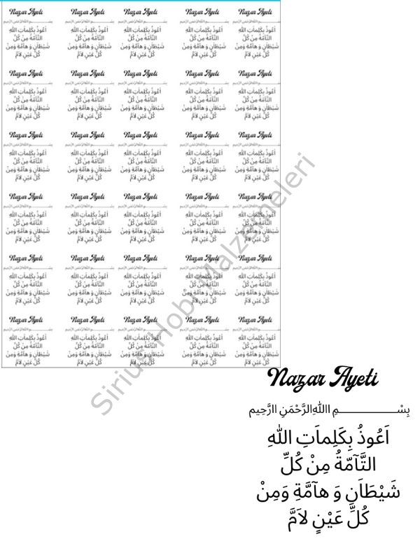 Epoksi Magnet Tasarımları İçin 3.5x3x5 Nazar Ayeti Asetat Baskısı