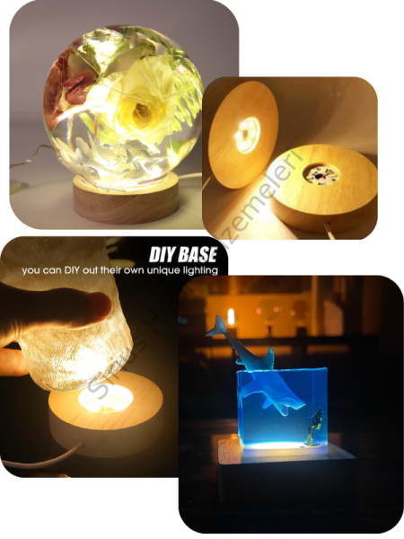 Epoksi Reçine Led Aydınlatma Tasarım Lamba altlıgı Kaidesi