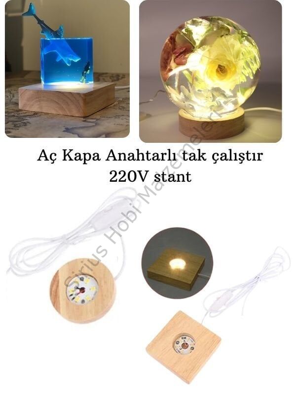 Epoksi Reçine Led Aydınlatma Tasarım Lamba altlıgı Kaidesi