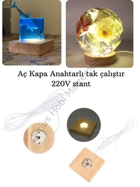 Epoksi Reçine Led Aydınlatma Tasarım Lamba altlıgı Kaidesi