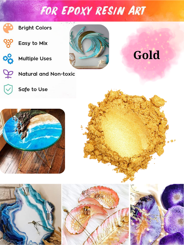 Epoksi Reçine Boyası Mica Powder İnci Sedefli Pigment İnci Tozu  5 gr Gold