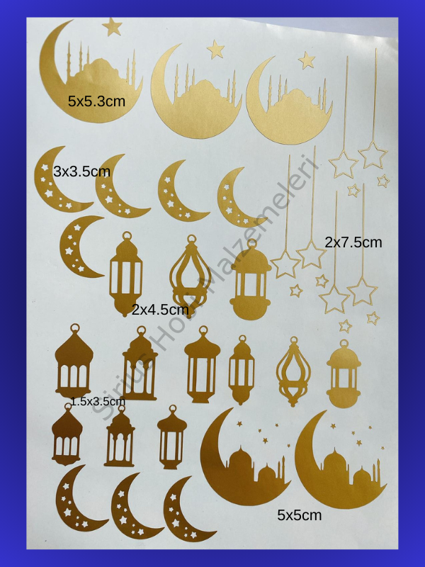 Ramazan Kandil Ay Cami Kesim Folyo Sticker A4 Boyutundadır