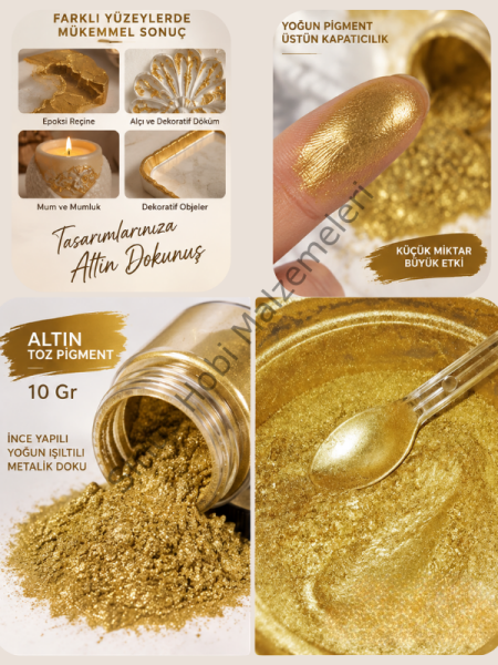 Epoksi Metalik Toz  Altın Kızıl Varak Tozu 10 gr