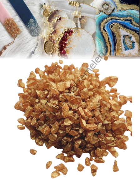 Epoksi Reçine Cam Kırığı Antik Altın Kalın 100 gr