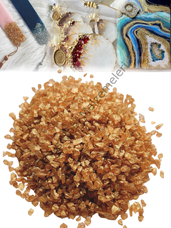 Epoksi Reçine Cam Kırığı Antik Altın İnce 100 gr