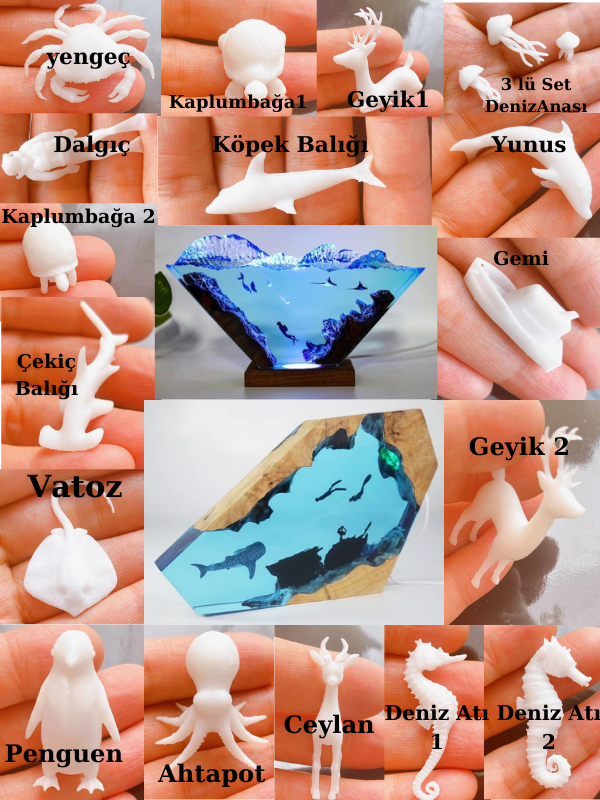 Epoksi Reçine Masa Sehpa Tasarımlar İçin Deniz Canlıları