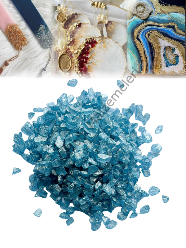 Epoksi Reçine Cam Kırığı Gökyüzü Mavi Kalın 100 gr