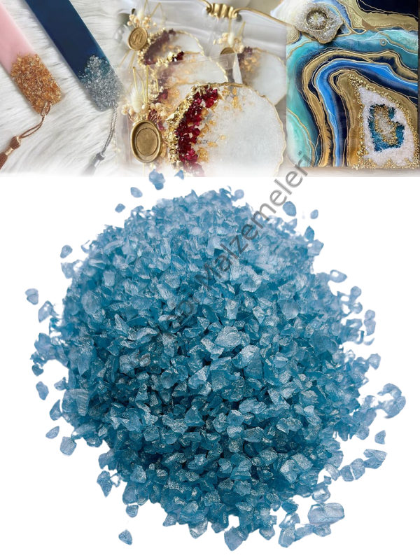 Epoksi Reçine Cam Kırığı Gökyüzü Mavi İnce 100 gr