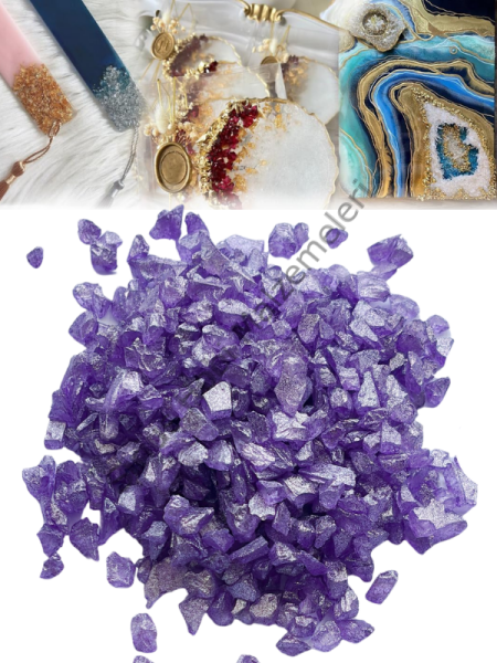 Epoksi Reçine Cam Kırığı Lila Kalın 100 gr