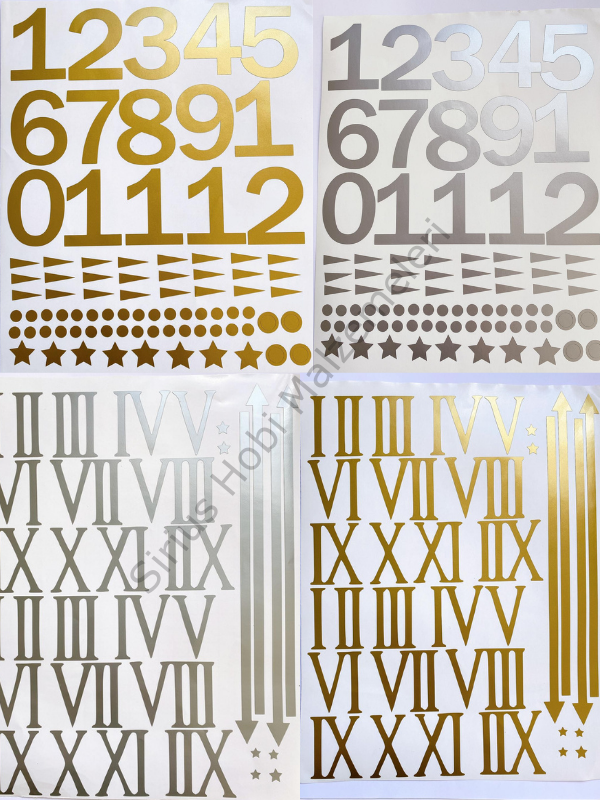 Epoksi 5 cm Saat Rakamları Seti Folyo Baskısı