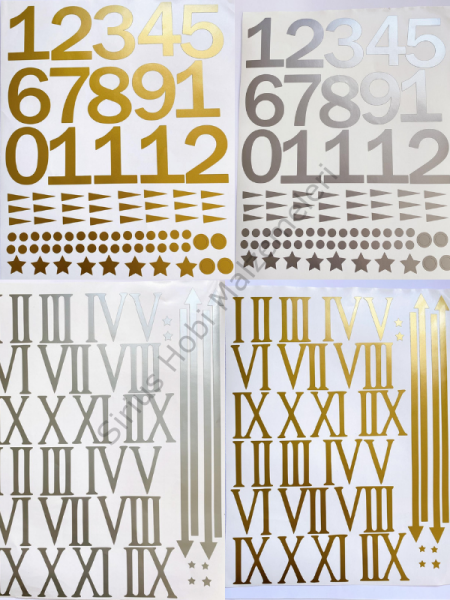 Epoksi 5 cm Saat Rakamları Seti Folyo Baskısı