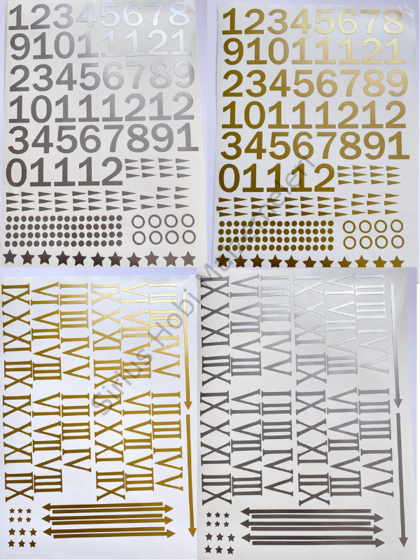 Epoksi Saat Rakam Seti 3 cm Folyo Baskısı