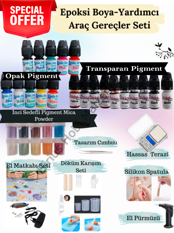 Epoksi Reçine MEGA Pigment Boya ve Yardımcı Araç Gereç Başlangıç Seti