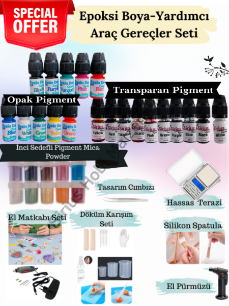 Epoksi Reçine MEGA Pigment Boya ve Yardımcı Araç Gereç Başlangıç Seti