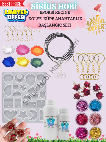 Epoksi Reçine Kolye Anahtarlık Küpe Başlangıç Seti
