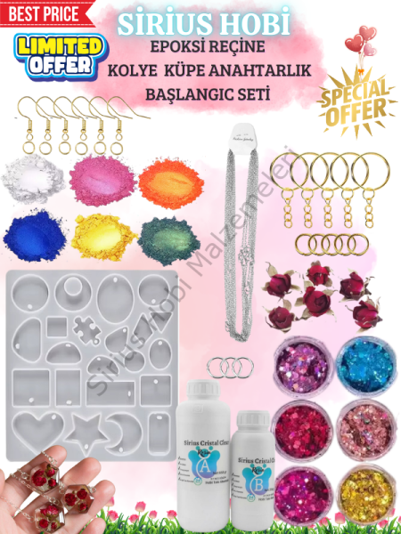 Epoksi Reçine Kolye Anahtarlık Küpe Başlangıç Seti