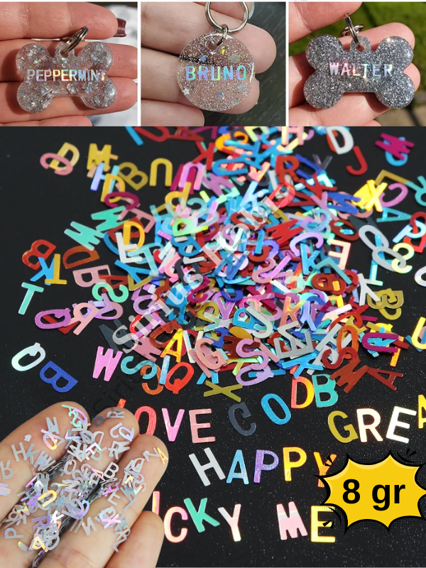 Epoksi Hologram Harfler Karışık Renk 8 gr Kutulu