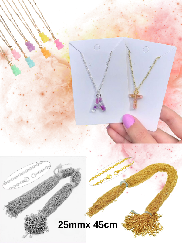 Hazır Kaplama 45 cm Kolye Zinciri 5 adet  25mm x 45cm Boyutu