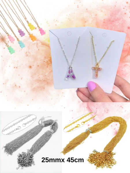 Hazır Kaplama 45 cm Kolye Zinciri 5 adet  25mm x 45cm Boyutu