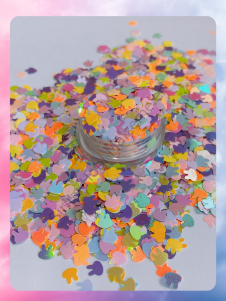 Epoksi Tırnak Yüz Makyajı Slime Hologramlı Karışık Renkte Rabbit 3 mm 4 gr