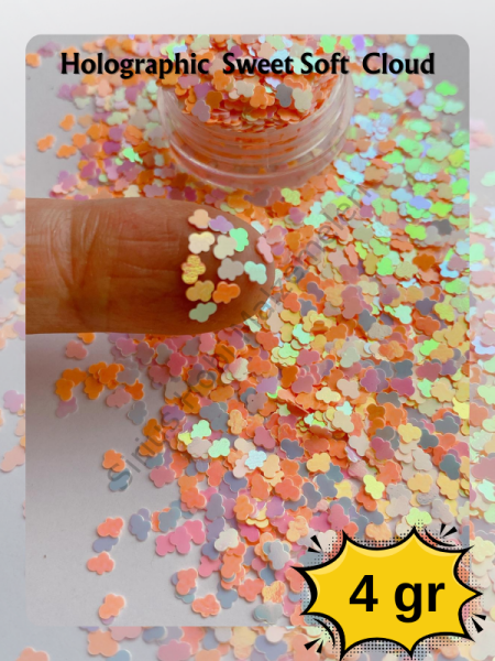 Hologramlı Soft Pastel 3 mm Bulut Glitters 4 gr