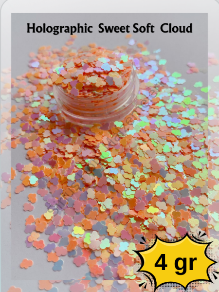 Hologramlı Soft Pastel 3 mm Bulut Glitters 4 gr