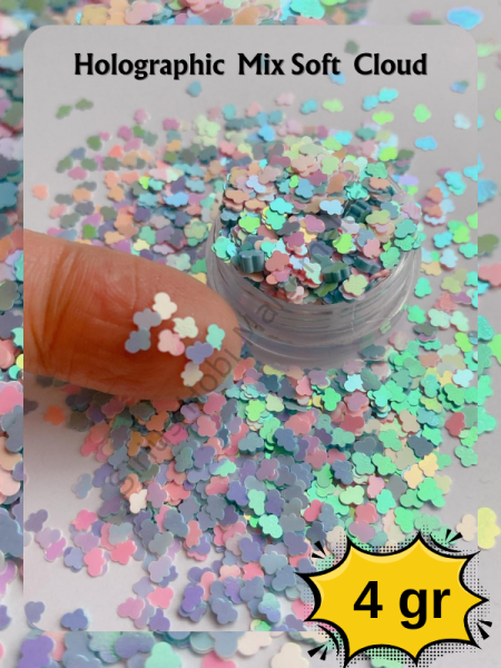 Hologramlı Soft Blue Pastel 3 mm Bulut Glitters 4 gr