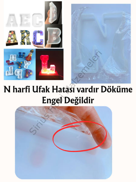 Epoksi Tasarım Büyük Harf Kalıbı 2.3cm derinlik